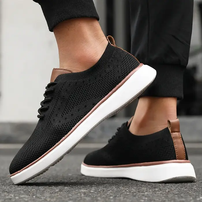Nouveaux hommes baskets en tricot léger respirant maille chaussures décontractées antidérapant semelle souple mode