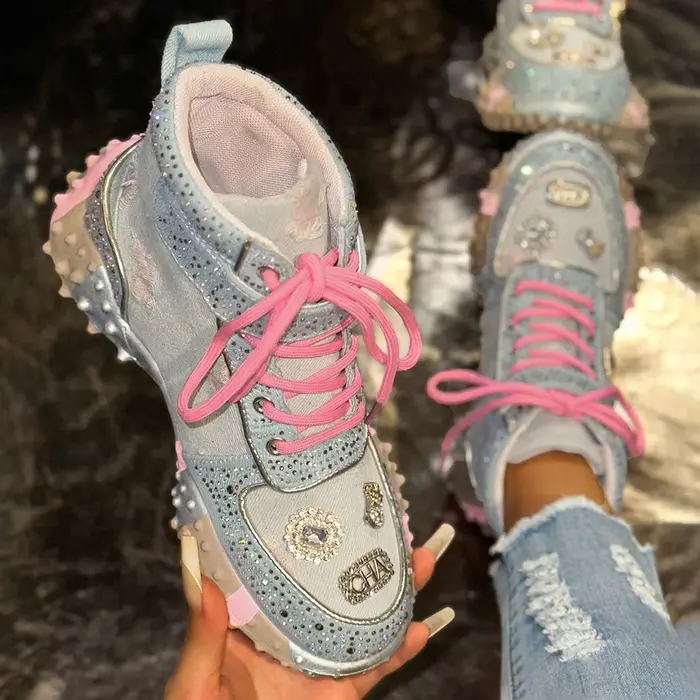 Chaussures montantes en diamant d'eau pour femmes