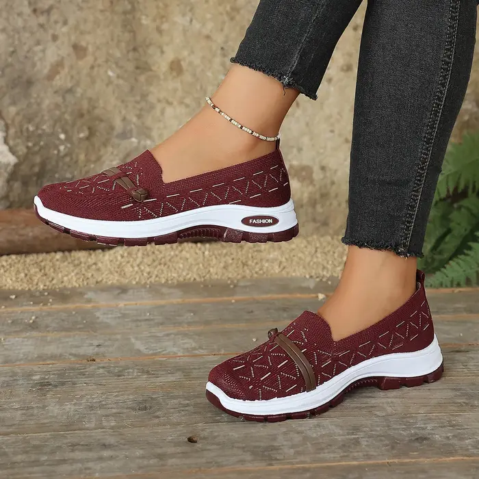 Baskets habillées confortables pour femmes avec soutien de la voûte plantaire, en tissu tricoté resp