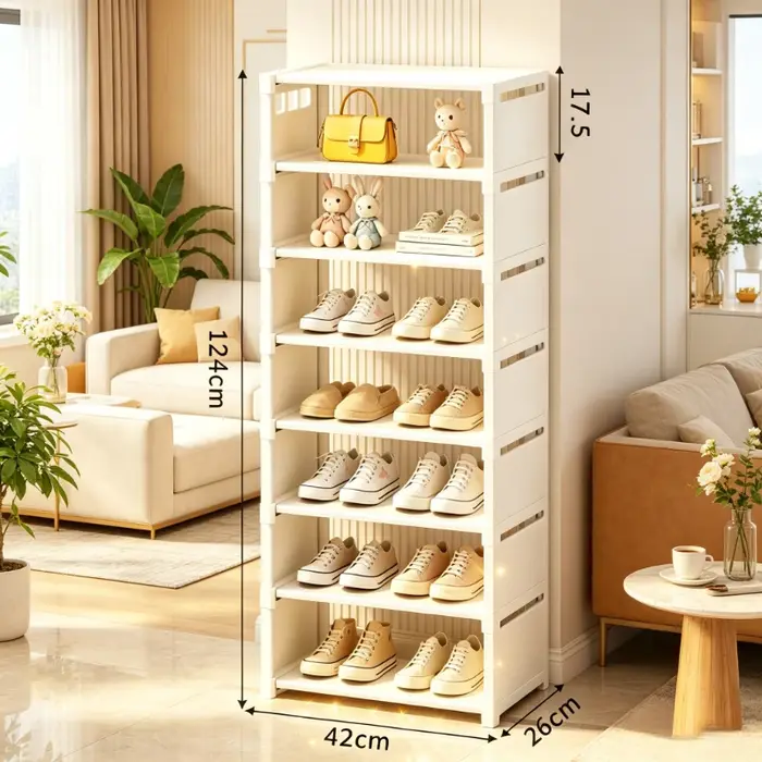 Étagère à chaussures blanche à 8 niveaux