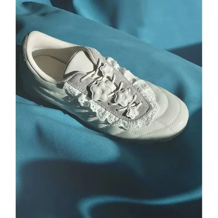 Chaussures Deqin à fond plat pour femmes, Version en cuir, chaussures de sport à lacets, semelle en 