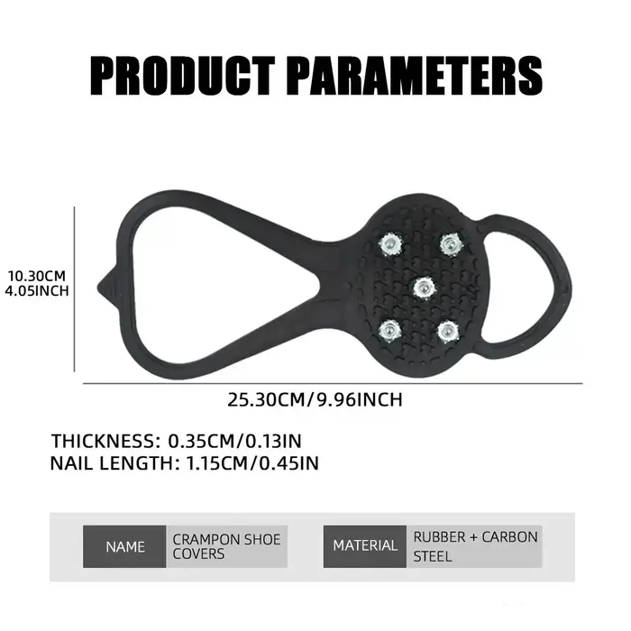 1 paire de crampons antidérapants à 5 pointes pour chaussures de marche