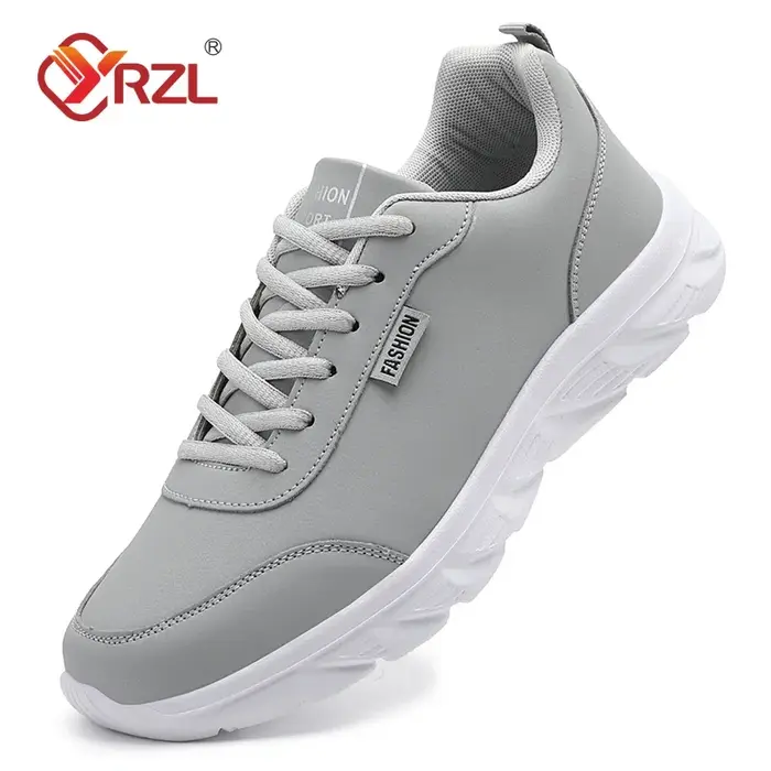 YRZL chaussures de course pour hommes en cuir artificiel imperméable léger antidérapant confortable baskets de Sport