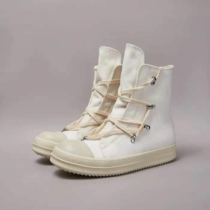 Baskets montantes en toile blanches pour femme