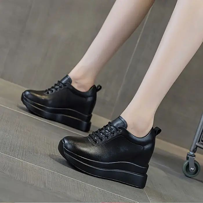 XMWRLW femmes automne hiver chaussures en cuir véritable talon caché femmes chaussures d'hiver noir 