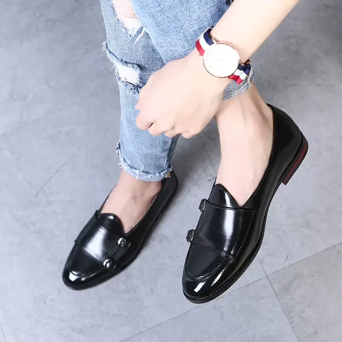 Homme chaussures en cuir mocassins designer mode Slip-on Original décontracté confortable Double monkstrap robe chaussure