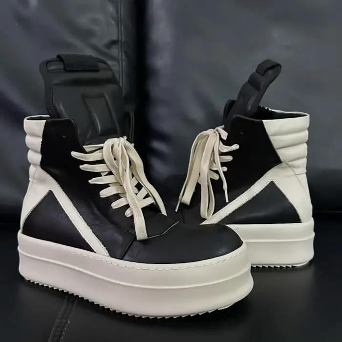 Ro classique concepteur hommes chaussure femmes Sneaker entièrement en cuir noir bottine haut chaussures décontractées fermeture éclair 6 cm semelle épaisse bottes