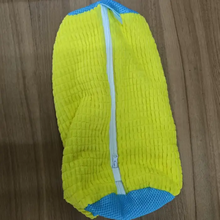 Sac de Machine à laver les chaussures Durable pour tous les Types de chaussures-jaune avec fermeture éclair bleue