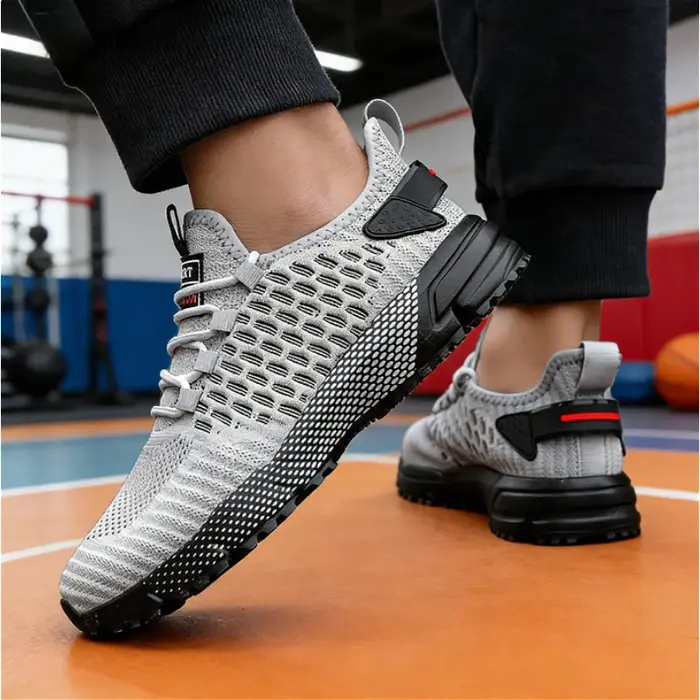 Baskets en tricot jaune tendance pour hommes
