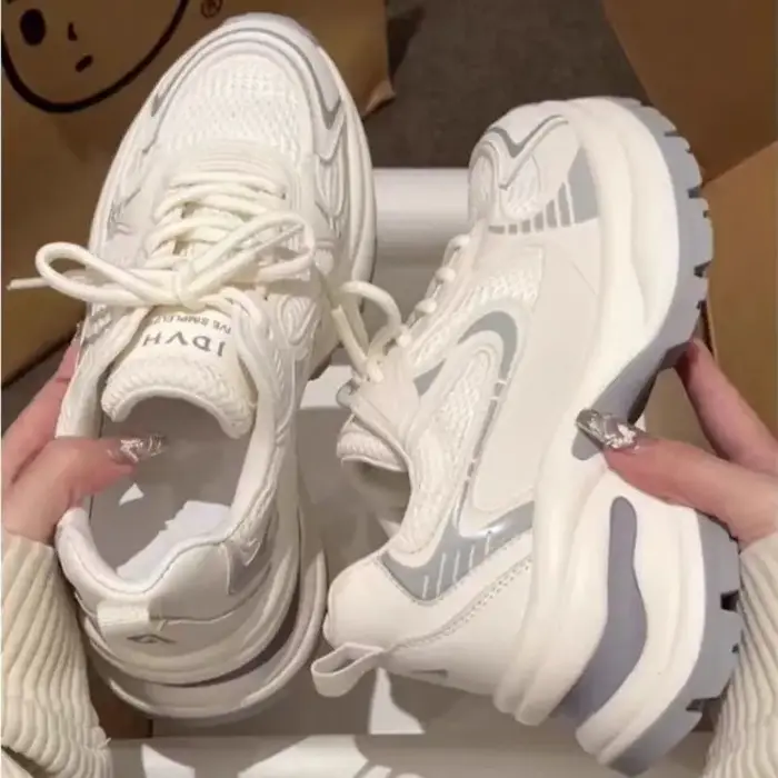 Baskets décontractées pour femmes, style Dad Sneakers, respirantes, à semelle souple, en maille, pou