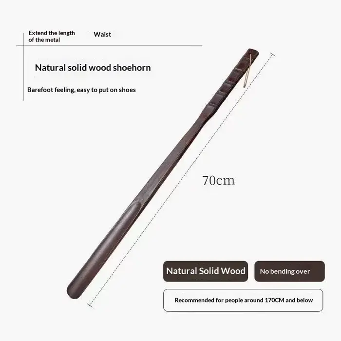 Chausse-pied professionnel en bois durable de 55CM/70CM/75CM avec manche long flexible pour seniors – Outil domestique pour enfiler les chaussures