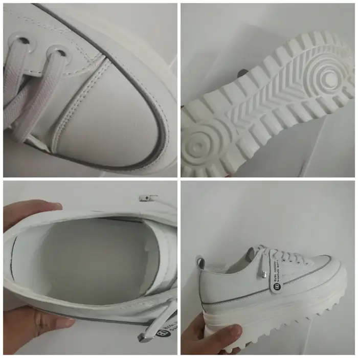 Fujin-Chaussures compensées à plateforme en cuir véritable