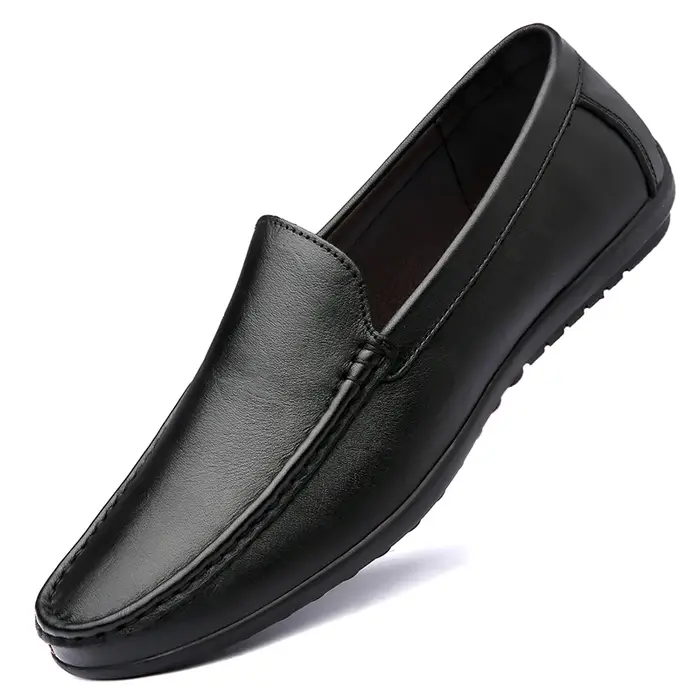 Chaussures à enfiler pour hommes chaussures habillées en cuir véritable respirantes faites à la main