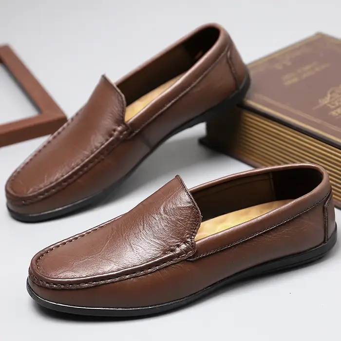 Chaussures de conduite décontractées en cuir pour hommes