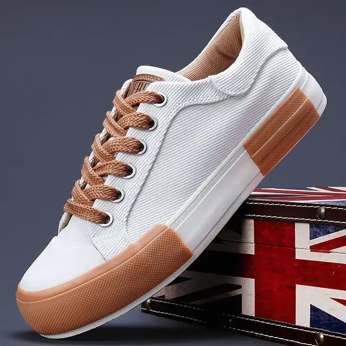 Hommes toile chaussures décontracté à lacets baskets mode d'été respirant vulcaniser chaussures en c
