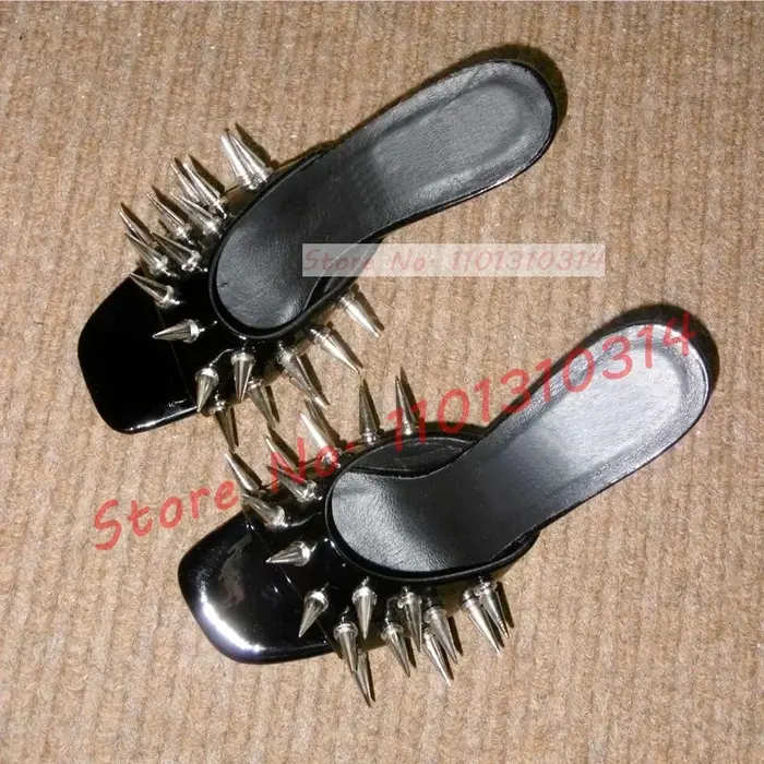 Mules à pointes métalliques à bout ouvert pour femmes