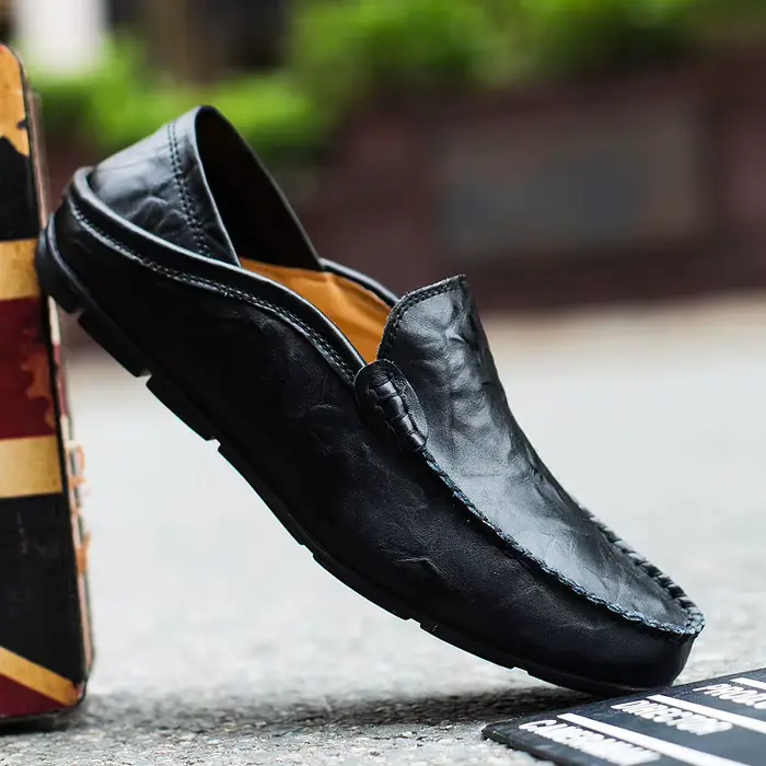 Chaussures décontractées en cuir pour hommes, mocassins de mariage, nouvelles chaussures en daim gra