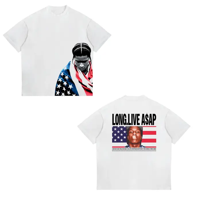 T-shirt unisexe en coton à manches courtes 2026 ASAP ROCKY HIP HOP High Street pour hommes et femmes