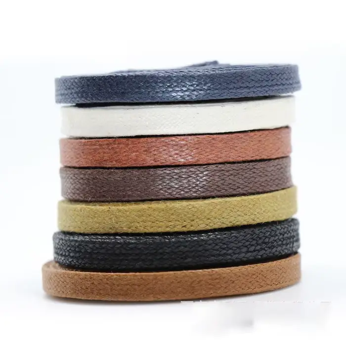 Lacets plats cirés en cuir lacets de chaussures décontractés imperméables bottes unisexe longueur de