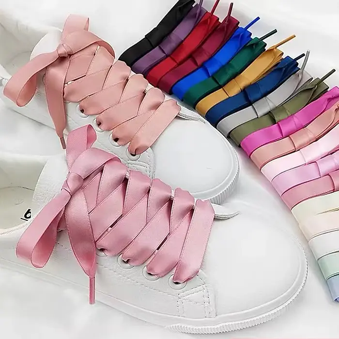 Lacets de chaussures en soie ruban de Satin lacets plats femmes baskets lacet bottes lacets pour cha