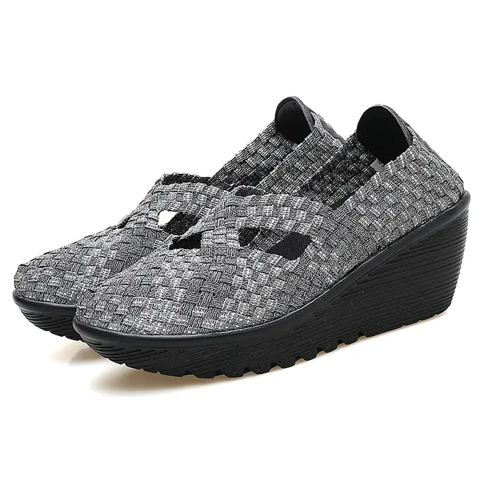 Chaussures à plateforme tissées à la main pour femmes