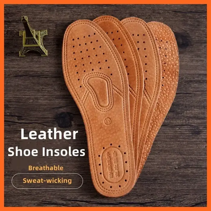 1 paire de semelles intérieures en cuir de vache pour chaussures hommes déodorant confortable semelle intérieure en cuir décontracté pieds qualité en cuir véritable chaussures plates semelle