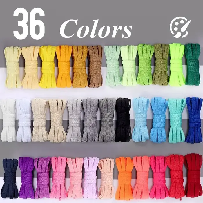 1 paire 36 couleurs lacets plats lacets de chaussures classiques hors Sneaker blanc sport hommes fem