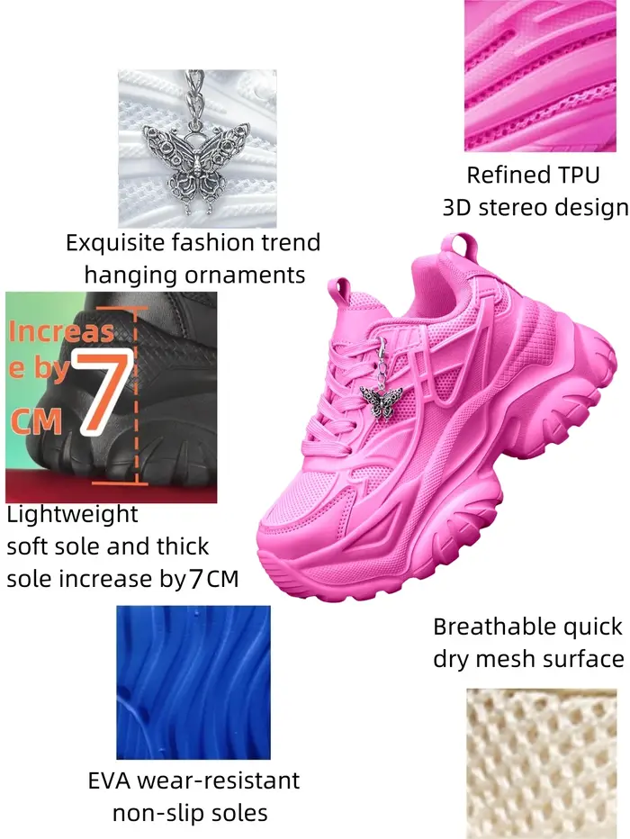 Nouvelles Chaussures Plateformes Y2K Rose pour Femme