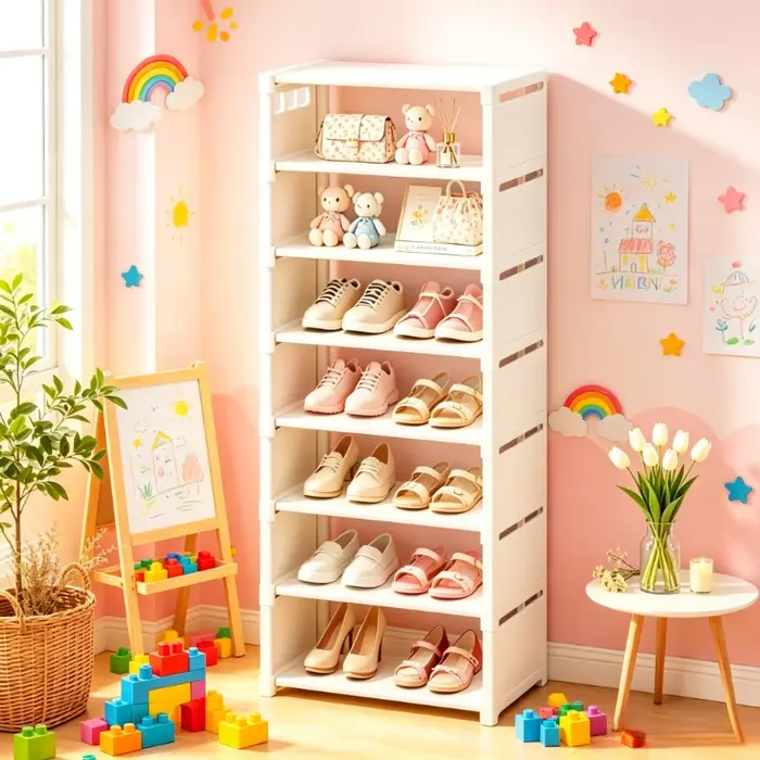 Étagère à chaussures blanche à 8 niveaux