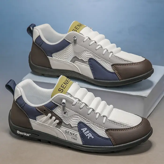 Nouvelles baskets rétro pour hommes été 2026 – Chaussures décontractées respirantes en maille et cuir à enfiler
