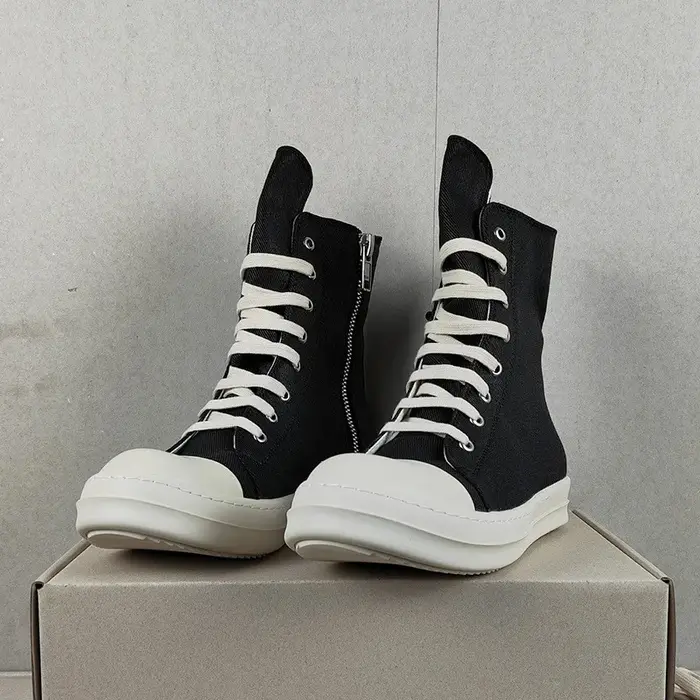 YETTIES Baskets montantes en toile unisexes | Chaussures d'été zippées à semelle épaisse | Plimsolls décontractés à