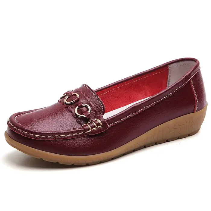 Femme chaussures doux talons bas chaussures plates pour femmes en cuir décontracté Zapatos De Mujer 