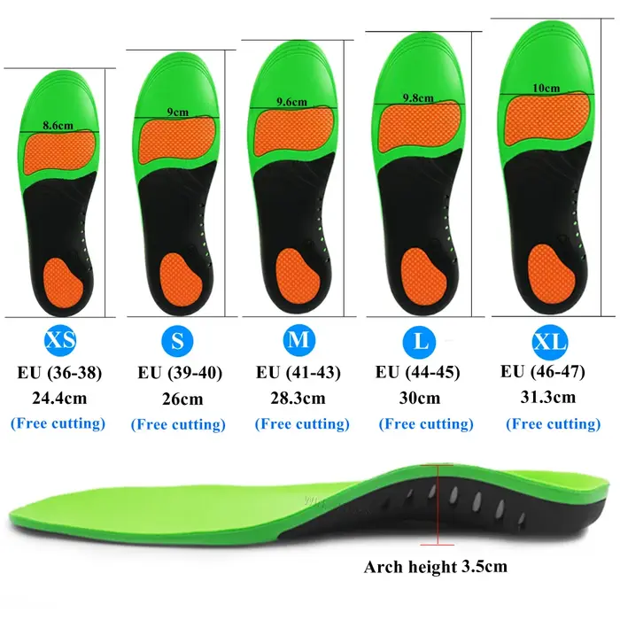 Semelle intérieure orthopédique de soutien de la voûte plantaire haute, Type X/O, pieds plats, ortho