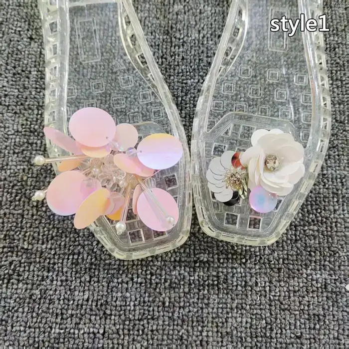 Breloques de chaussures en métal à fleurs brillantes, perles coréennes, paillettes, gelée, fleurs, b