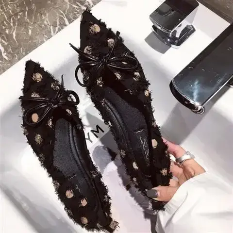 Chaussures pour dames avec nœud élégant fête bout pointu vacances jeune sans lacet printemps Style coréen Chic