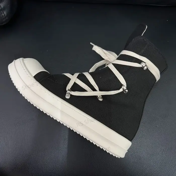 R-o bottine hommes haut chaussure toile noire femmes Sneaker chaussures décontractées
