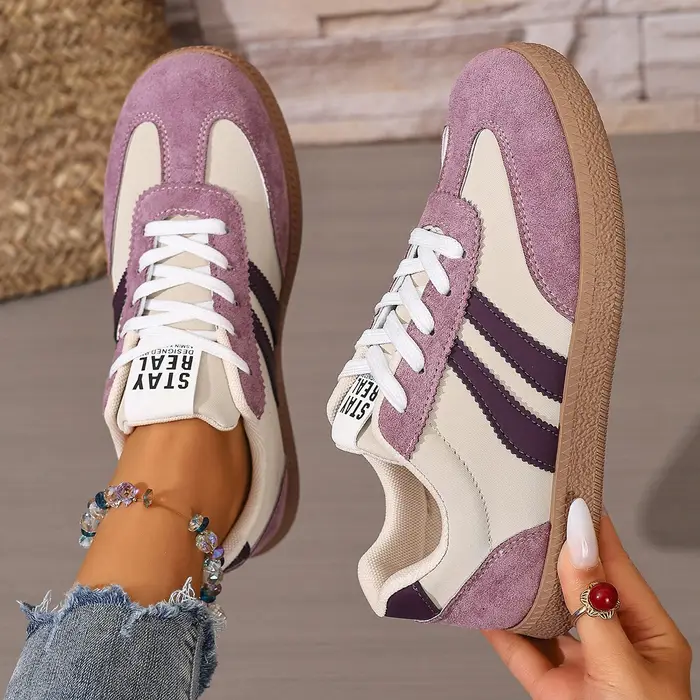 Nouvelles baskets de créateur 2026 pour femmes – Baskets décontractées en cuir patchwork pour femmes