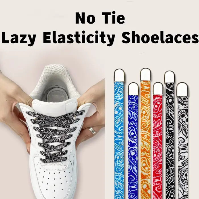 Coloré sans cravate plat randonnée chaussure de course dentelle lacets élastiques baskets d'extérieu