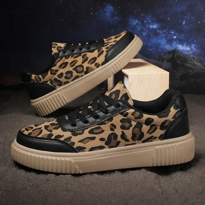 Nouvelles chaussures de sport pour femmes, baskets décontractées à imprimé léopard, confortables, à 