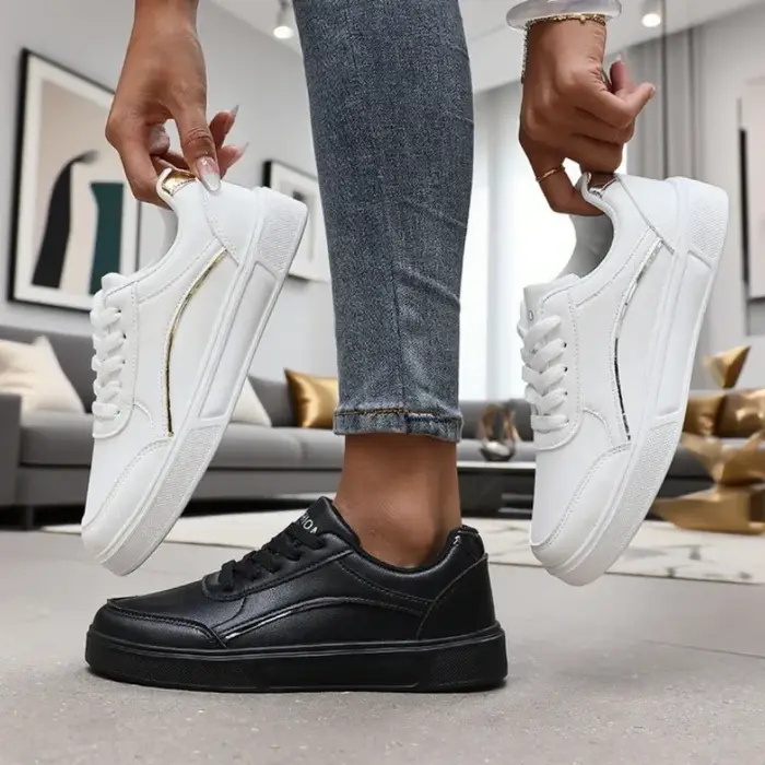 Baskets basses blanches élégantes pour femmes, légères, respirantes, tendance, pratiques, chaussures décontractées, esthétique tendance, chaussures de course