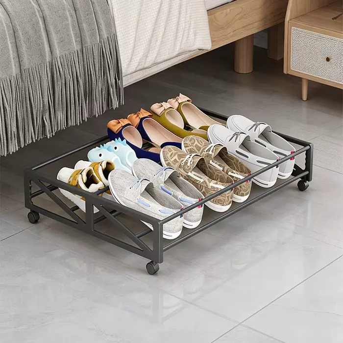 Boîte à chaussures multifonctionnelle avec roulettes, boîte à chaussures rectangulaire/support de rangement pour chaussures, idéale pour le rangement sous le lit, sous le bureau, sous le canapé, sous