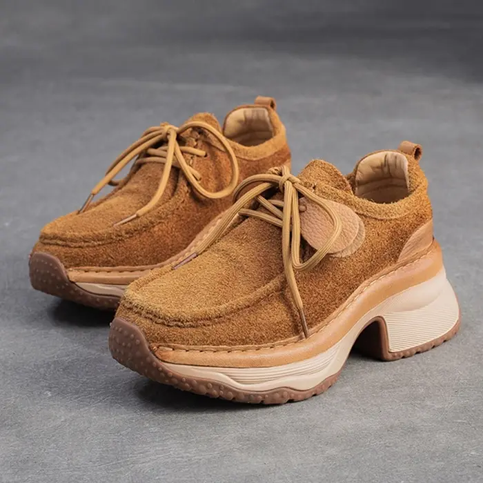 AIYUQI baskets pour femmes chaussures en cuir véritable à semelles épaisses