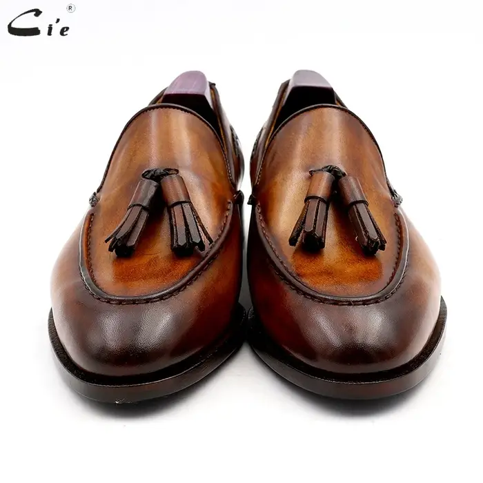 Cie-Mocassins ronds en cuir véritable pur pour hommes