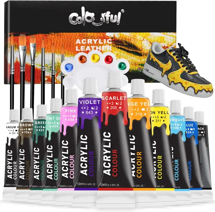Peinture acrylique colorée pour cuir, 12/24/36 couleurs, pour peinture de chaussures, 12 ml, peintur