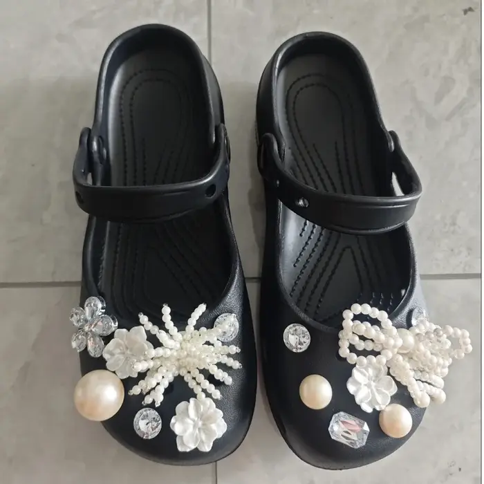 Élégantes Chaussures Plates à Nœud Papillon en Perles et Strass pour Femmes