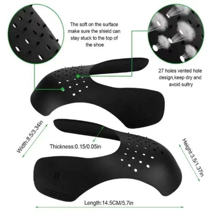 Protège-plis pour chaussures de sport – Protection de la pointe du pied – Anti-plis et anti-fissures – Support pour la