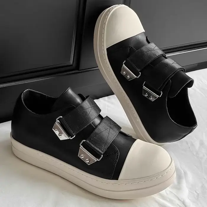 Baskets plateforme en cuir noir pour hommes et femmes
