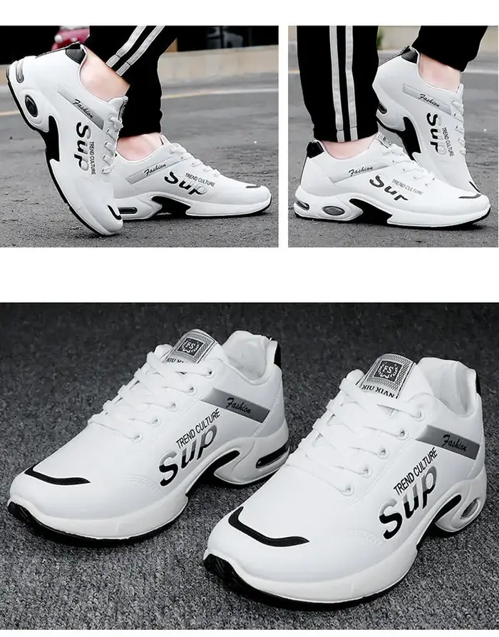 Chaussures de Sport en cuir pour hommes, baskets de course légères, décontractées, respirantes, anti