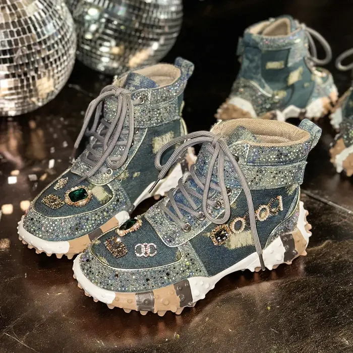 Chaussures montantes en diamant d'eau pour femmes
