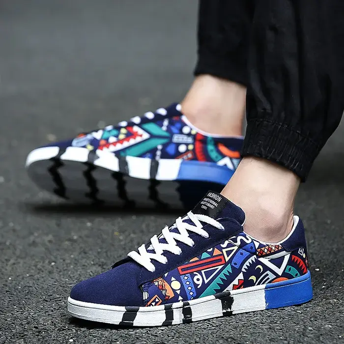 Baskets pour hommes mode Graffiti chaussures décontractées